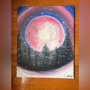 NWOT hand crafted Full Moon Forest Winter Flag 16X20 Inch